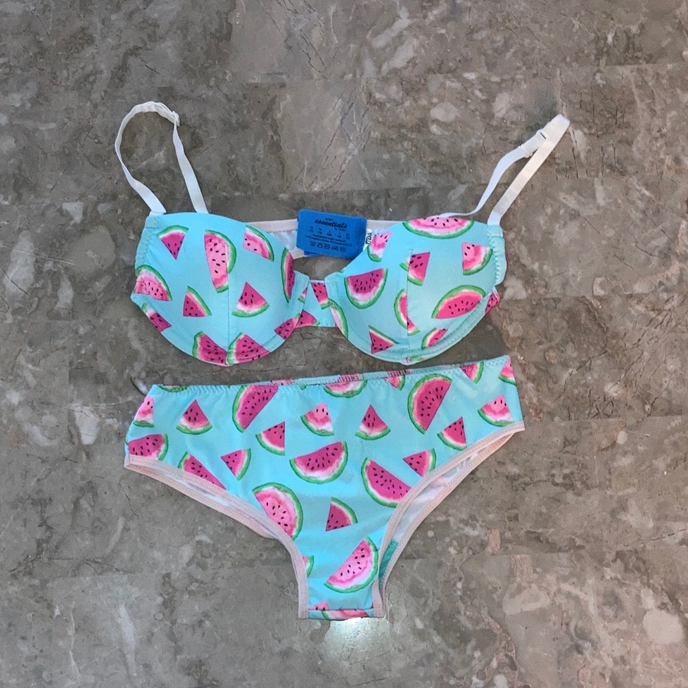 Essentials Watermelon Print Bikini Set - Pink and Green